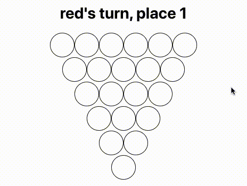 Animation of game play with blue and red player placing tokens on the board after each other