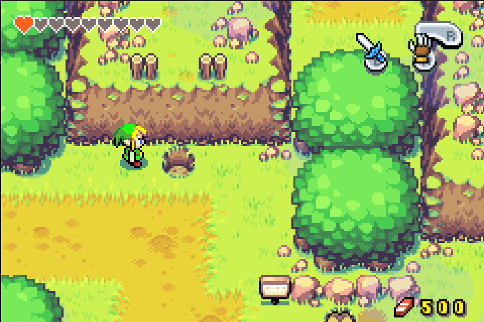Link standing next to a pothole that's next to a cliff