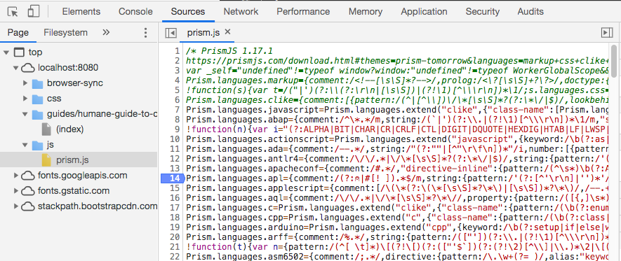 Screenshot of setting breakpoint on Chrome