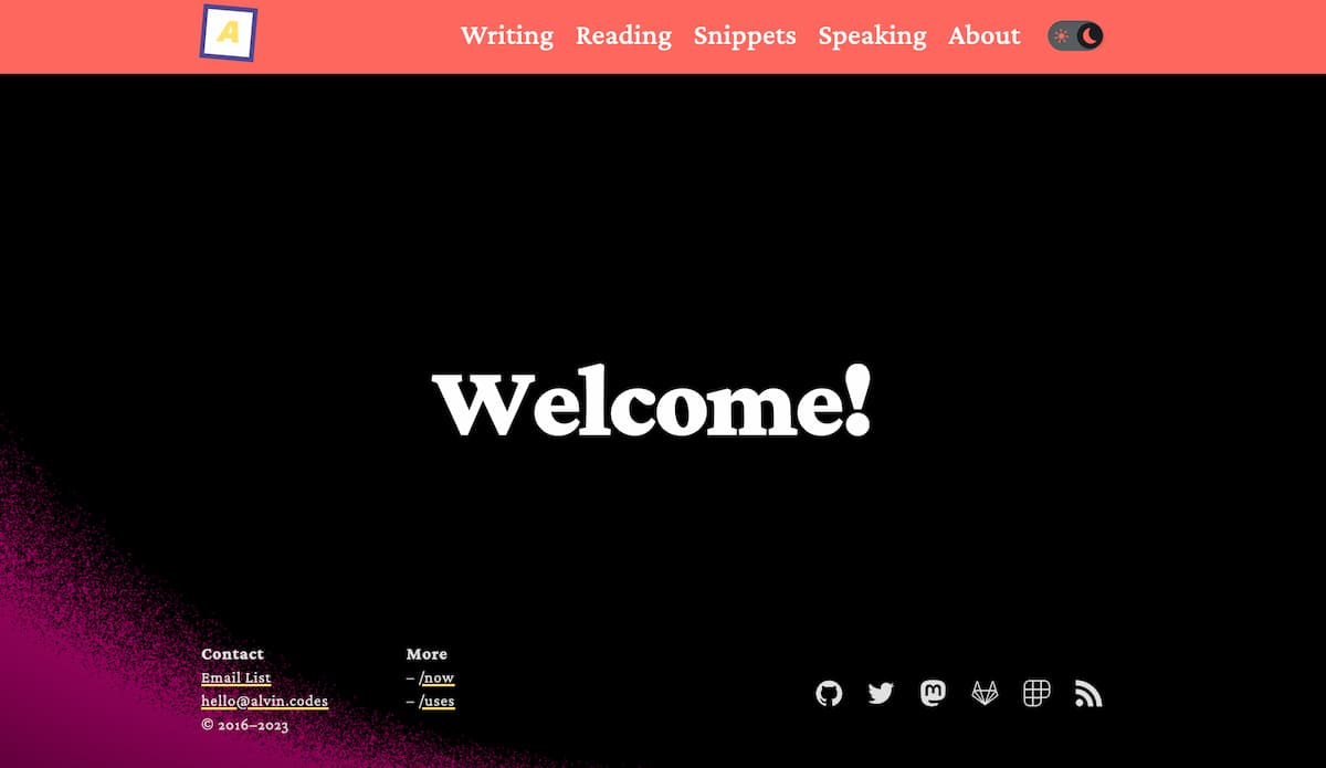Screenshot of Alvin Bryan’s website at alvin.codes