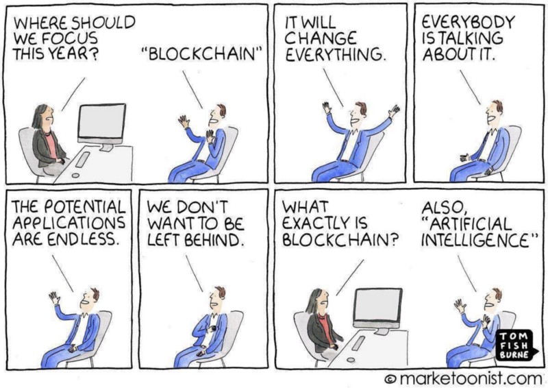 Source: https://marketoonist.com/2018/01/blockchain.html • © Tom Fishburne