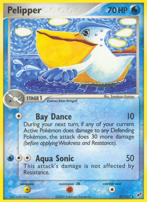 A Pelipper TCG card with an art style that is not too dissimilar to some of Van Gogh's work