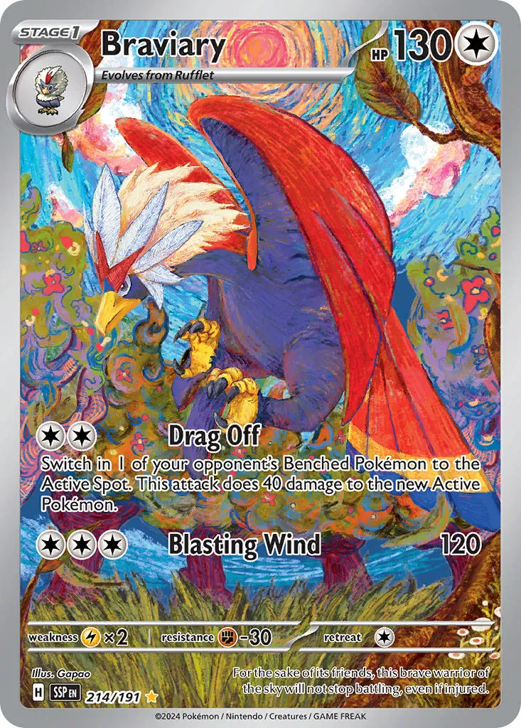 A Braviary TCG card with a pastel-esque colour palette