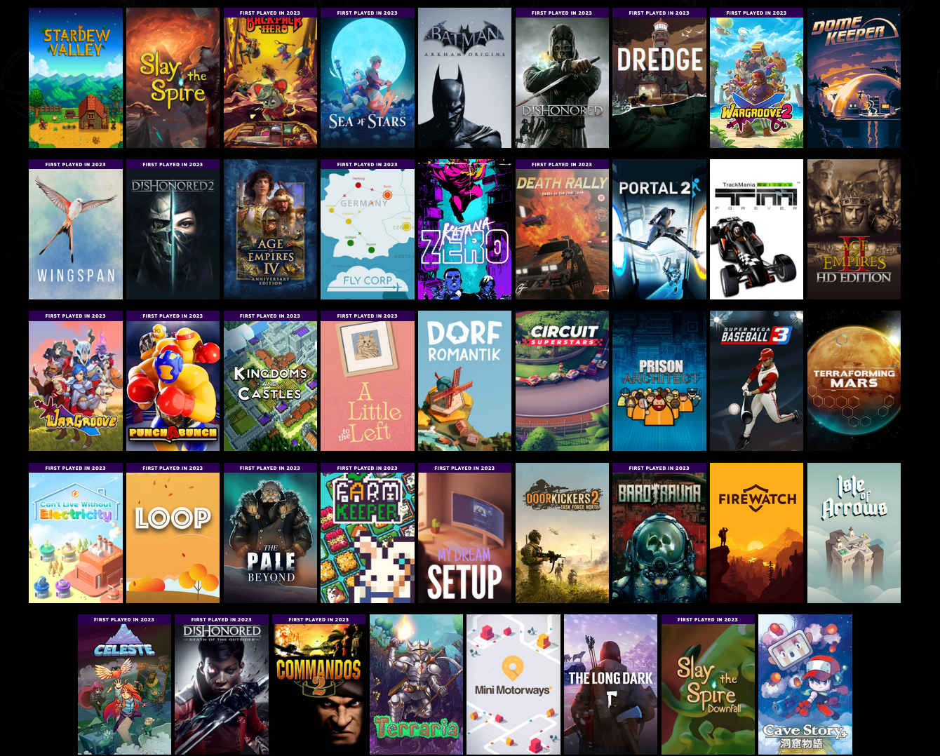 Steam Replay collection with 44 different game covers